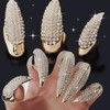 10PCS Halloween Costume Claws,Fake Nails Ring Set, Gothic Punk Crystal