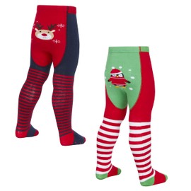 Tick Tock Baby Girls Cotton Rich Festive Design Tights 2 Pack Blue & Green 0-6 months
