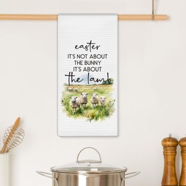 EGBTL Easter Lamb Kitchen Towels, It's Not About The Bunny It's About The Lamb Hand Towels for Bathroom Decor, Christian Easter Religious Dishcloths Dish Towel for Kitchen 16x24 Inches