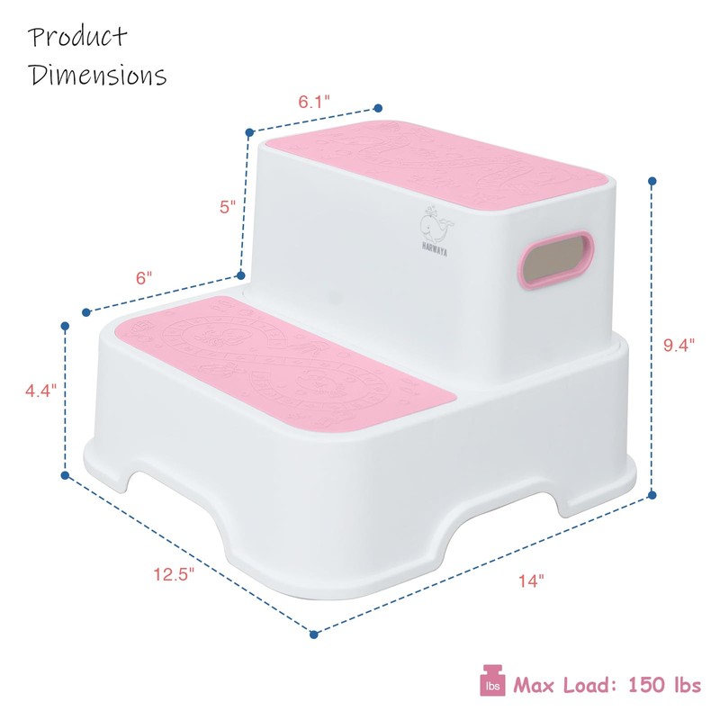Harwaya Two Step Stools for Toddlers Girls, Small Kids Step