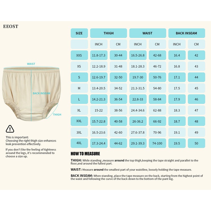 EEOST Adult Diaper Cover Silent Waterproof Plastic Rubber Pants for
