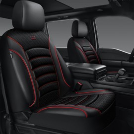 CAR PASS Comfortable 3D Foam Mesh Leather Car Seat Covers Front, Air Cool Mesh Breathable Front Seat Covers for Car, Universal Fit for SUV Truck Sedan Automotive, Airbag Compatible,Black Red