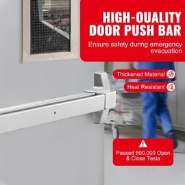 Happybuy Push Bar Door Lock, Carbon Steel Panic Exit Bar with Lever & 3 Keys, Metal/Wood Door Panic Device for Left/Right Handed, Exterior Use