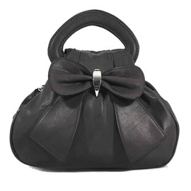 Bow Style Grab Handbag-Black-Small