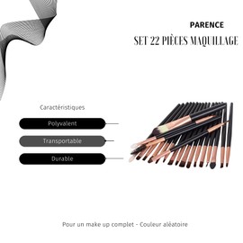 PARENCE. - 22-Piece Make-Up Set - 20 Brushes, 1 Blender Sponge, 1 Puff - Make Up, Complete Set, Versatile