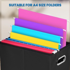Umtiti A4-Size File Organizer Box（Folders not included. File Folder Storage, Durable Hanging Lidless File Box for Office/Decor/Home,Black.XS