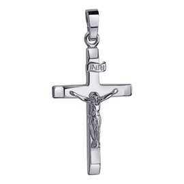 JEVELION Silver Cross Pendant Crucifix Jesus Christ with INRI Engraving Necklace Pendant 925 Silver Available in Various Chain Lengths, Without chain