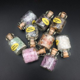 WANGCL 9 Pcs Mini Crystal Stone Chip Healing Crystal Tumbled Gemstone Wish Bottles Stones Set for Balancing Meditation Home Decoration
