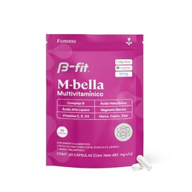 B-FIT B M-Bella Vitaminas para Mujer - 60 Cápsulas de 683 mg - Suplemento Alimenticio de Vitaminas y Minerales - Multivitamínico para Mujeres - Sin az