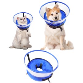Dog Cone Collar, Inflatable Dog Cone After Surgery for Small Medium Large Dogs, Soft Dog Cone of Alternative with Enhanced Anti-Licking Guard Shield for Pets (Blue, S (Neck: 5"-8"))