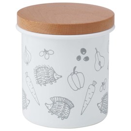 Skater ENC8-A Hollow Canister, Wooden Lid, 25.5 fl oz (750 ml), Lisa Larson, Hedgehog