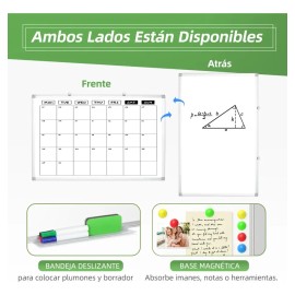 Pizarrón Blanco Magnética De Escritura De Doble Cara 40x60