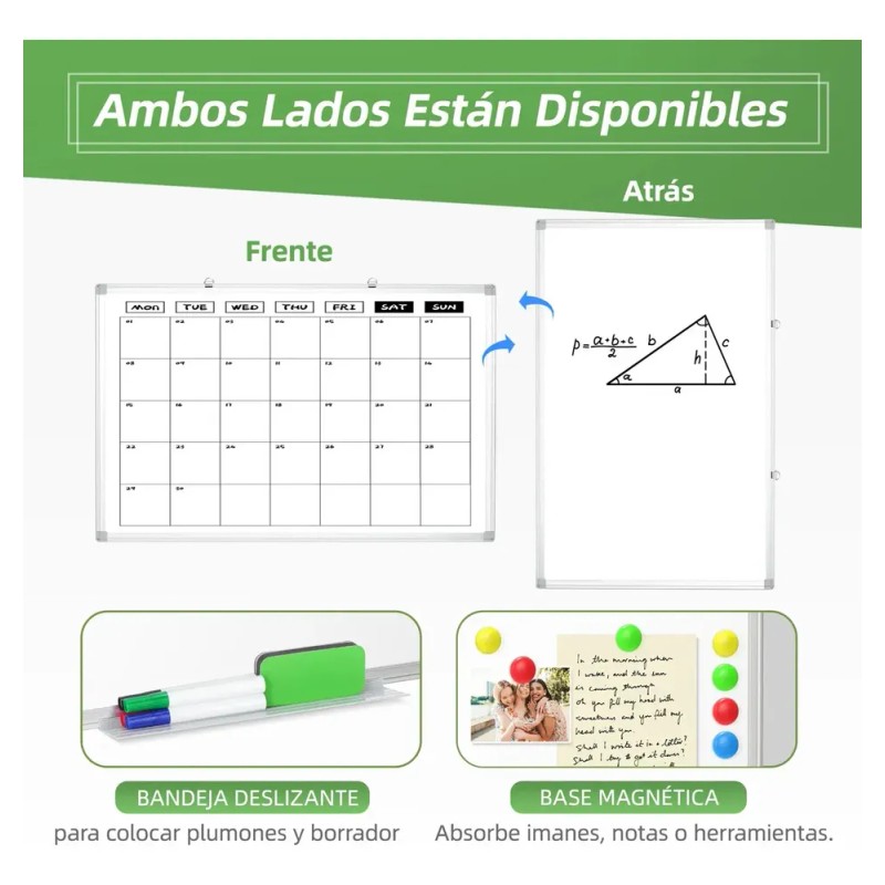 Pizarrón Blanco Magnética De Escritura De Doble Cara 40x60