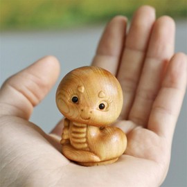 2025 Zodiac Figurine, Compact, Snake, Wooden Carving, New Year Decoration, Lucky, Snake, Snake, Decoration, Spring Decoration, New Year's Decoration, End, Luck (A)
