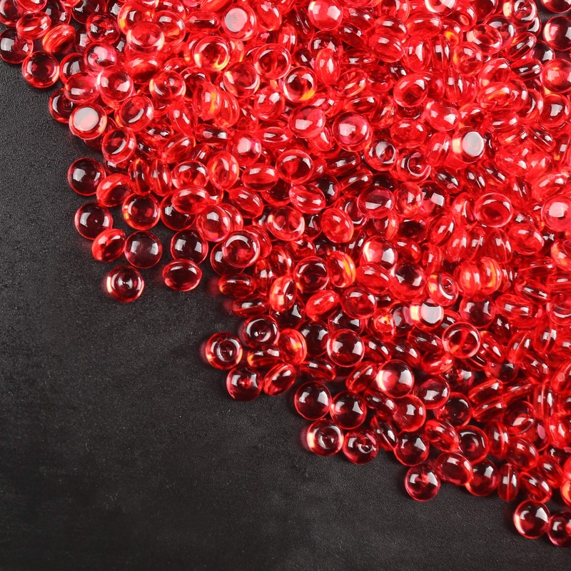 PMLAND Red Acrylic Flat Marbles, Pebbles, Beads 3000+ Pcs 6