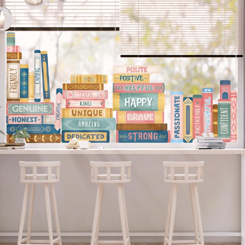 DECOWALL CDS9-9006 Boho Book Window Stickers Boho Book Print Window