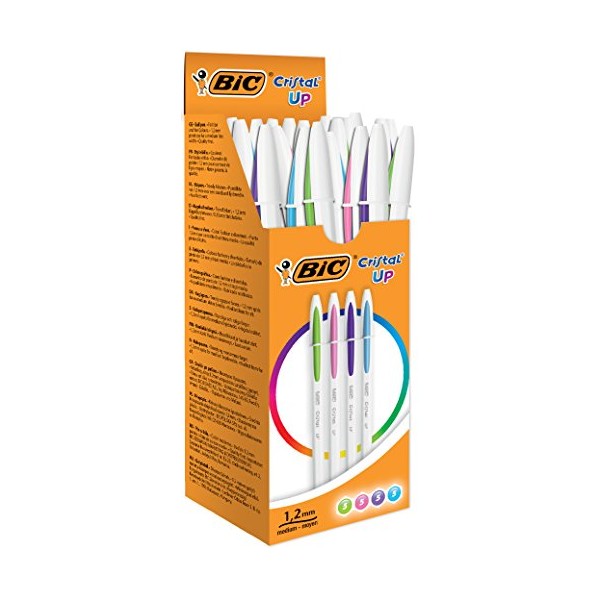 BIC Cristal Up Ballpoint Pens - Assorted Fashion Colours, Box