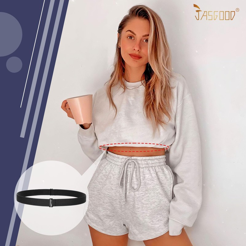 JASGOOD Crop Top Tuck Waist Band Adjustable Band Tucking Sweaters