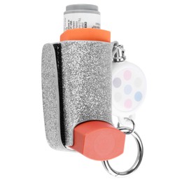 Beautyflier Asthma Inhaler Holder Keychain Retractable Clip PU Leather Travel Handy Holder for Kids and Adults, Inhaler Not Included (Silver,Bling)