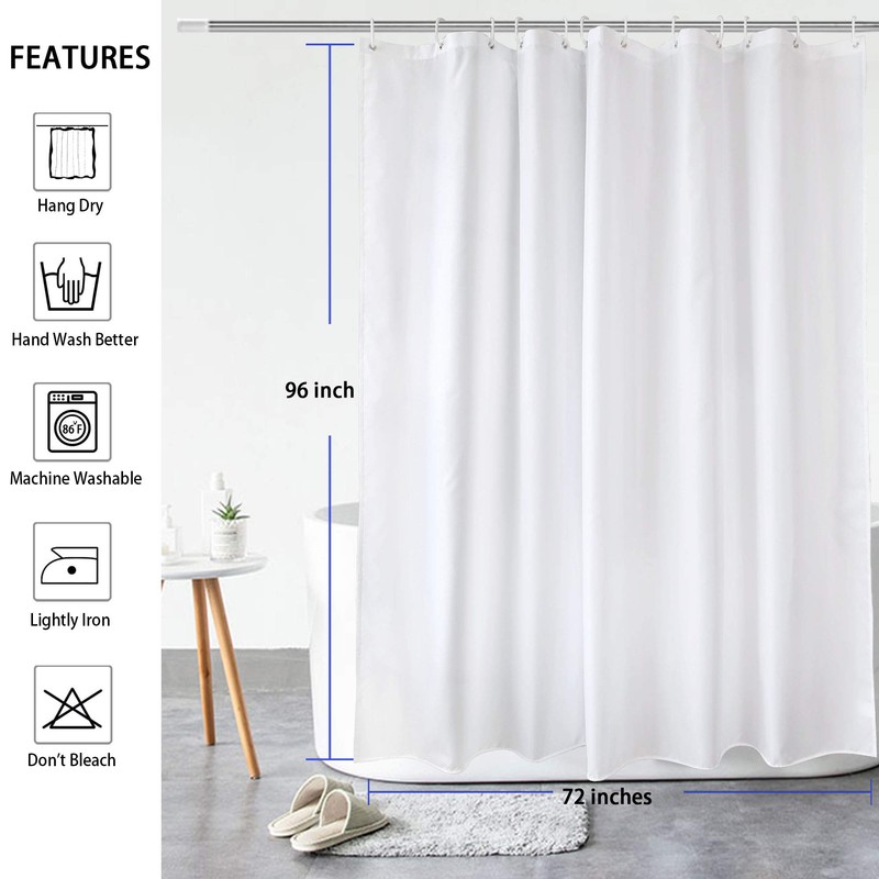 AooHome Fabric Extra Long Shower Curtain Liner, Durable Bathroom Curtain