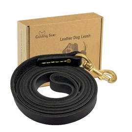 Guiding Star Leather Dog Leash 6ft, Dog Leashes for Large Dogs Heavy Duty, Soft Handmade Leather Training Leash for Small & Medium Dogs (6ftx1/2inch, Black)