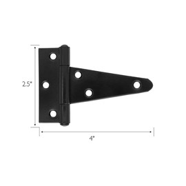 Design House 189373-MB T-Hinge 4" x 2.5" for Gate or Shutter 4-Pack Matte Black