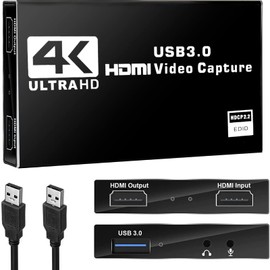 4K HDMI Capture Board Pass-Thru 1080P 60FPS USB3.0 Game Capture Video Full HD 60Hz Video Capture, Suitable for Game Live Streaming, Conferencing, Live Video Streaming, Screen Sharing, Recording,