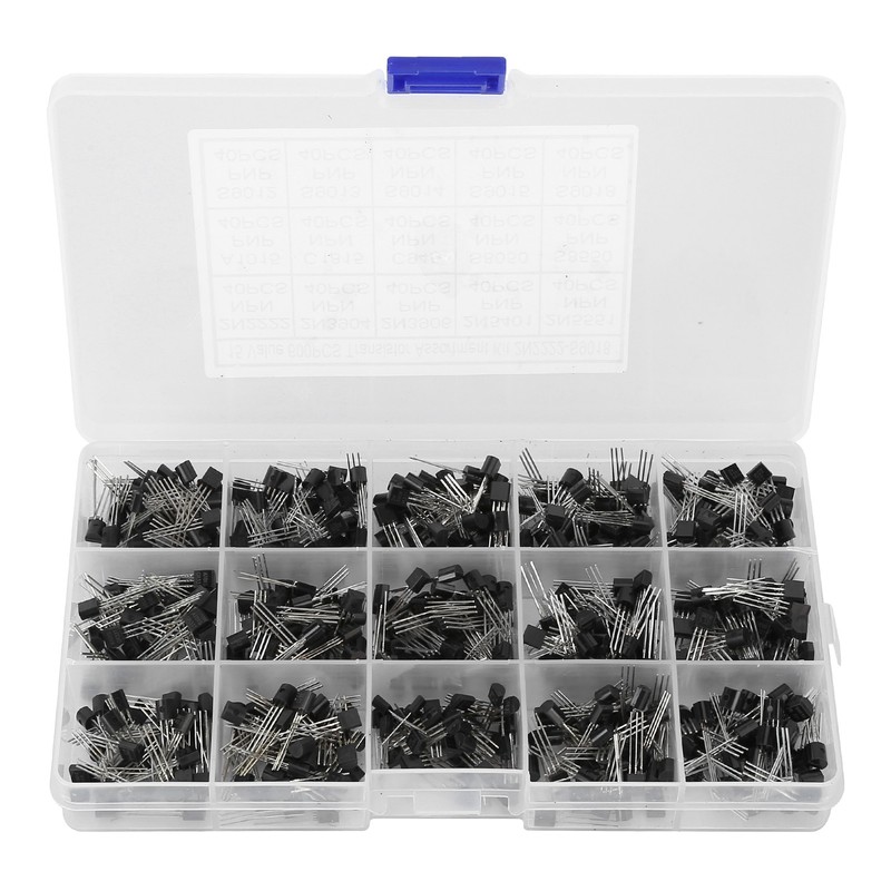600 Pcs Transistors Assortment Kit NPN TO-92 PNP 2N2222-S9018 Straight