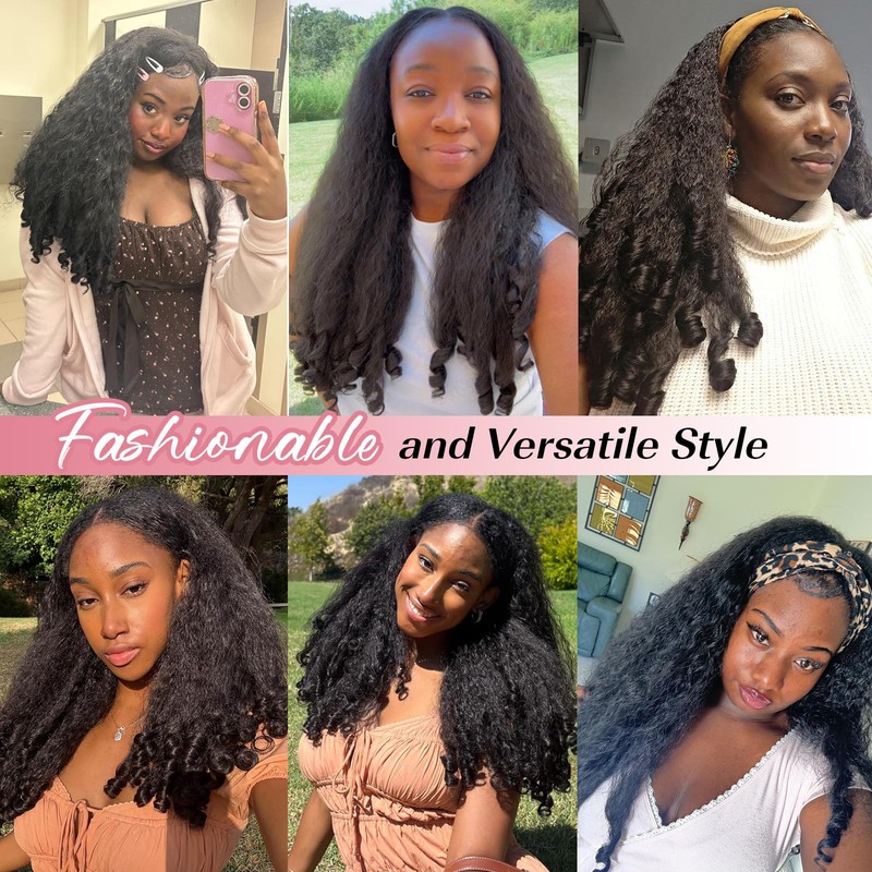 EINAEY V Part Wig Afro Curly Synthetic Kinky Curly V
