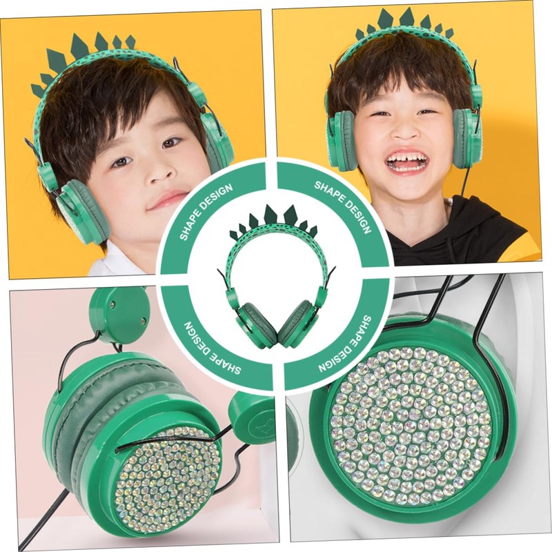 Mipcase Rhinestone Dinosaur Headphones for Headset with Mic Safe Volume