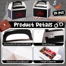 ArianQicult Top Secret Spy Party Favor Boxes - 24Pcs Secret Agent Candy Gift Boxes, Murder Mystery Spy Themed Party Decorations for Kids Escape Room Agent Themed Events Supplies Birthday Gift