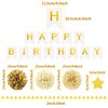 Recosis Gold Birthday Party Decorations, Happy Birthday Banner Paper Pompoms