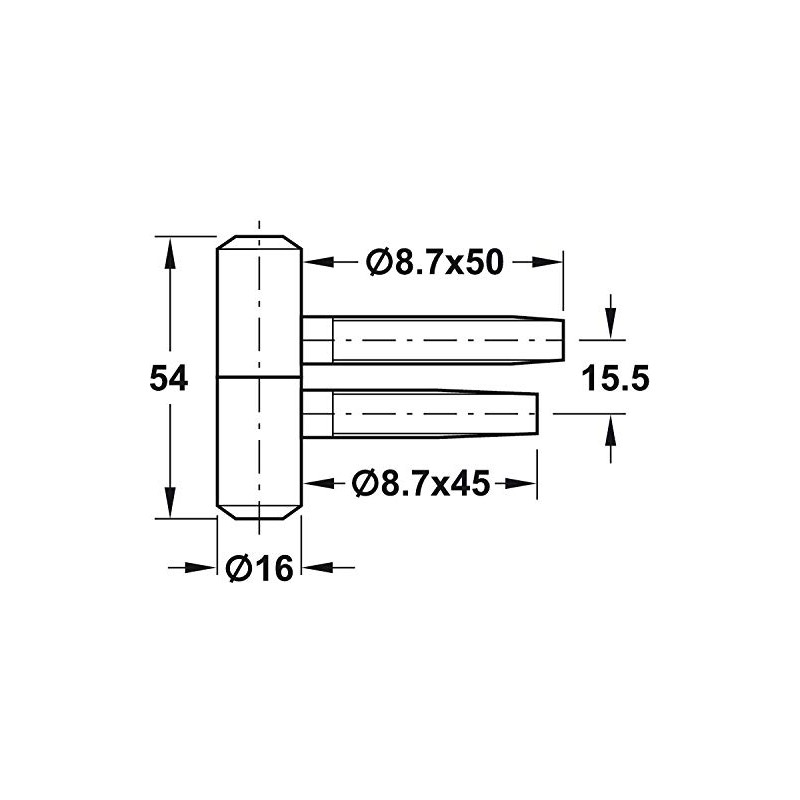 1 Pair x Hafele Startec Drill in Hinge/Steel/Length 54mm -