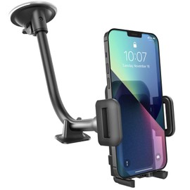 GVTECH Soporte para teléfono de coche, soporte universal para parabrisas con brazo largo flexible, soporte de ventilación con base extra para el...   