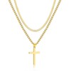 RWQIAN Cross Chain Men's Cross Necklace Stainless Steel Silver/Gold/Black Layered