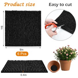 6Pcs 3D Mesh Drainage Discs 9" W-Shaped Plant Pot Hole Pads Cutable Flower Pot Drainage Pad Bonsai Pot Bottom Grid Mat Mesh Reusable Drainage Covers for Indoor Outdoor Potted Plant Prevent Soil Loss
