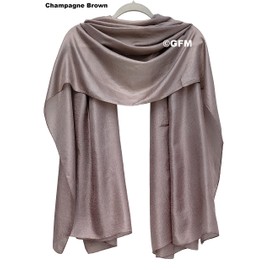 GFM® Silky evening Scarf Shawl Wrap for Wedding Bridesmaids - Champagne Brown - (88)(SLK2-CHMPKEK)