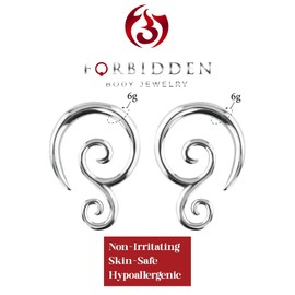 Pair of 6G-14G Surgical Steel Solid Tribal Design Taper Earrings, Solid 316L Surgical Steel