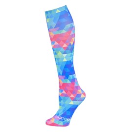Hocsocx -Unisex Shin Guard Under Socks -Rash Guards-Hockey/Football/Ice Hockey/Skiing/Skating-Moisture Wicking, Athletic Sport Socks Liners (Blue Kaleidoscope, Large)