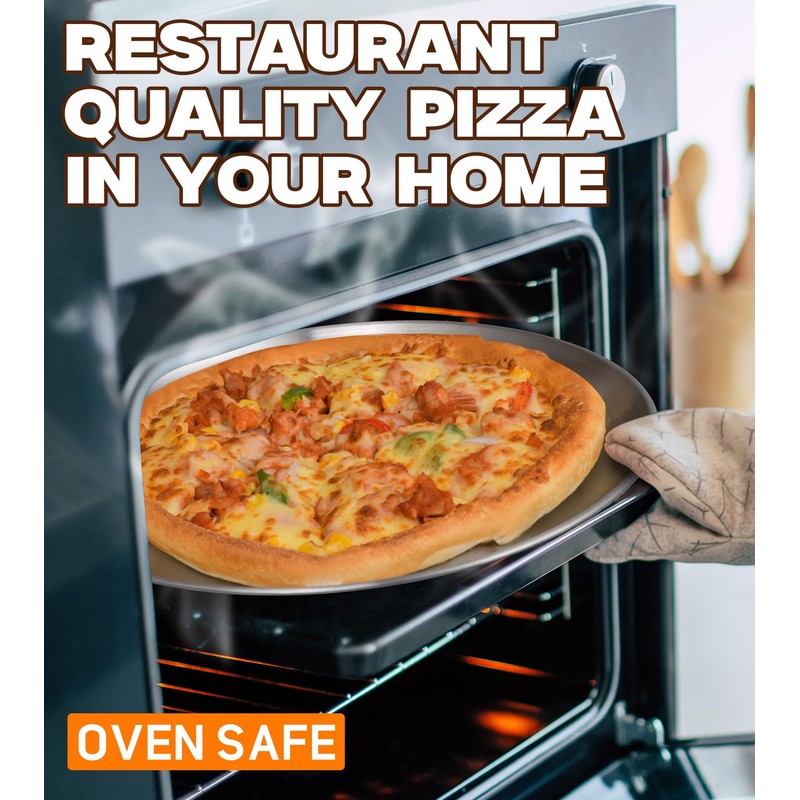 Yuiicaov Stainless Steel Pizza Pan 12 inch, Pizza Pan for