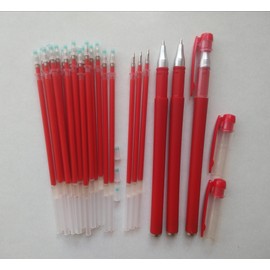 Pens & Pen Refills,Liquid Gel Pen Refills Set Kit, 20 Pieces Ink Pen Refills with 3 Gel Pens. (red Pen & Refill)