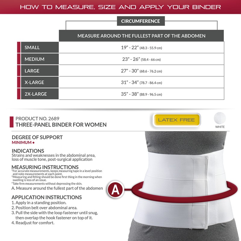 OTC Abdominal Binder for Women, Three-Panel Body, 9-Inch Elastic