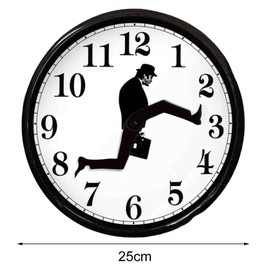 Wall Clock, Creative Wall Clock 3D Wall Art Silent Round Clock British Comedy Inspired Ministry of Silly Walks Clock for Bedroom Kitchen Living Room Decoration (Black)