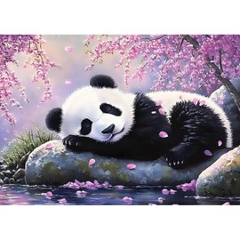 MXJSUA Cute Panda 5D Diamond Painting Kits for Adults, Diamond Art Kits for Beginner, DIY Full Round Drill Diamond Dots Gem Art Kits for Home Wall Decor 30x40cm