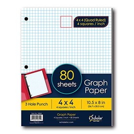 iScholar Quad Filler Paper, 4 Squares per Inch, 10.5 x 8 Inches, 80 Sheets (24844) White