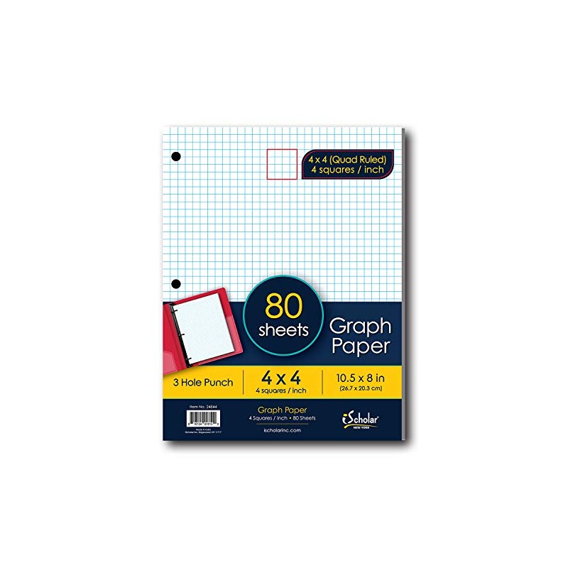 iScholar Quad Filler Paper, 4 Squares per Inch, 10.5 x