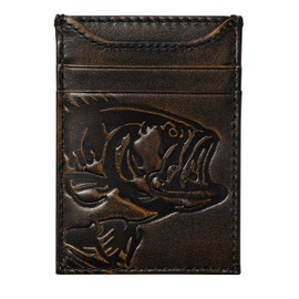 HOJ Co. Bass Fish Money Clip Wallet | Slim Front Pocket Wallet | Strong Magnetic Clip | Men's Wallet With Money Clip (Bass Fish Front Pocket Wallet)