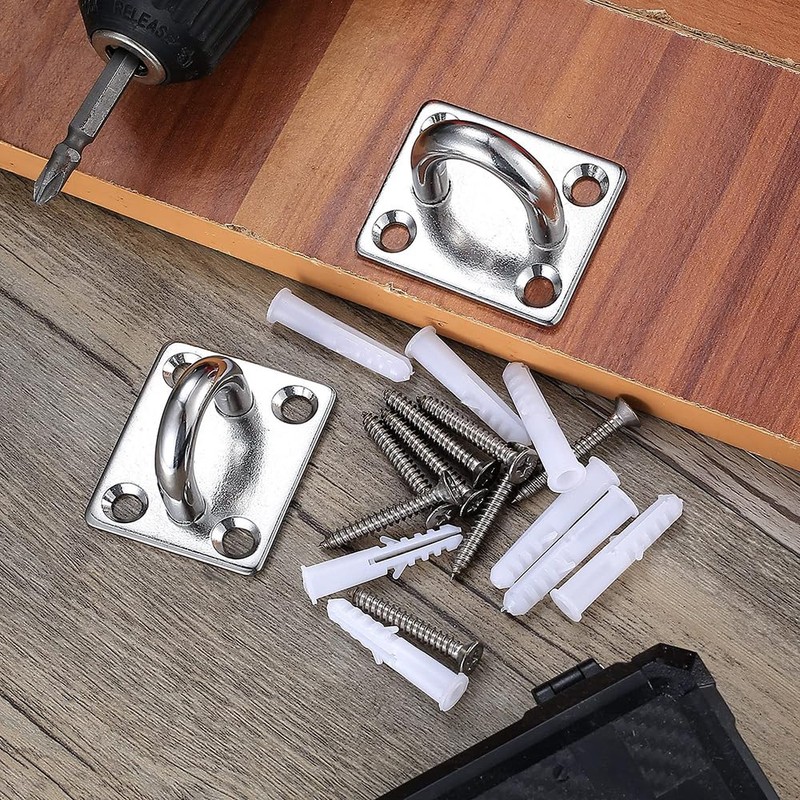 Pad Eye Plate 2 Pcs M8 Stainless Steel Ceiling Hook