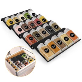 MXTIMWAN Spice Rack Drawer, Spice Drawer Insert Organiser, 30-60 cm, Extendable Spice Insert Drawer, Spice Drawer Organiser System, Spice Rack for Various Widths of Drawers