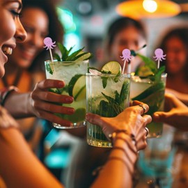 IKSII 100PCS Pink Cocktail Toothpicks Wood,4.7 Inch Cocktail Picks Sticks,Charcuterie Accessories Skewers Tooth Picks,Bamboo Sticks Toothpicks for Appetizers,Drinks,Desserts,Fruit,Cocktail Garnish